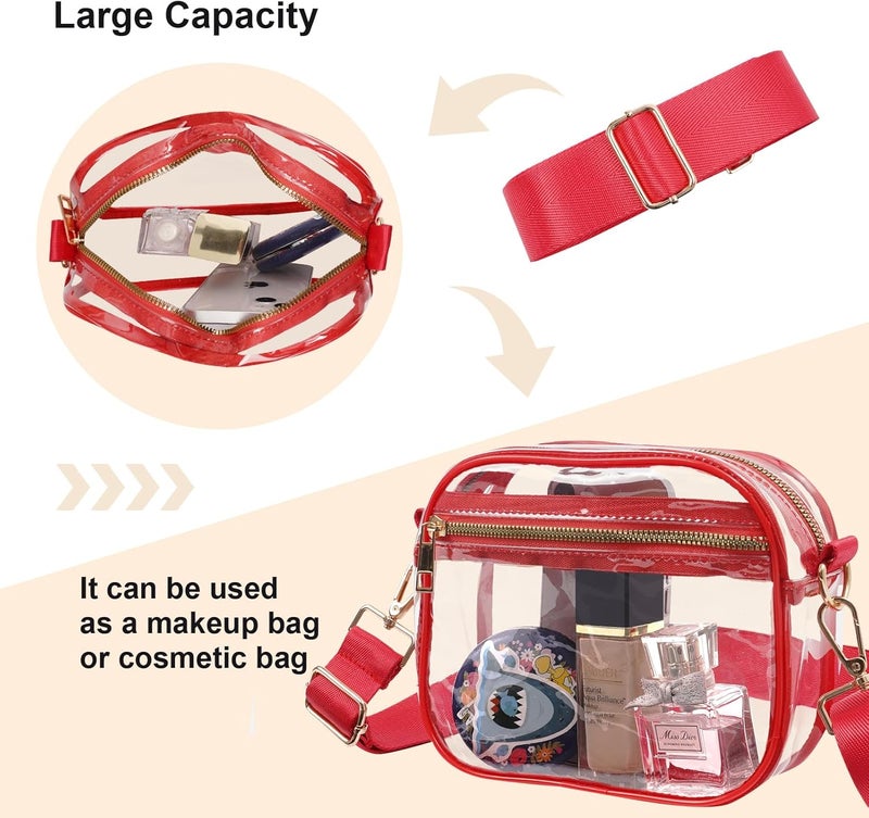 Fibrdoo Clear Bag Stadium Approved, Leather Clear Crossbody Purse Bag for Concerts Sports Events Festivals - Image 4